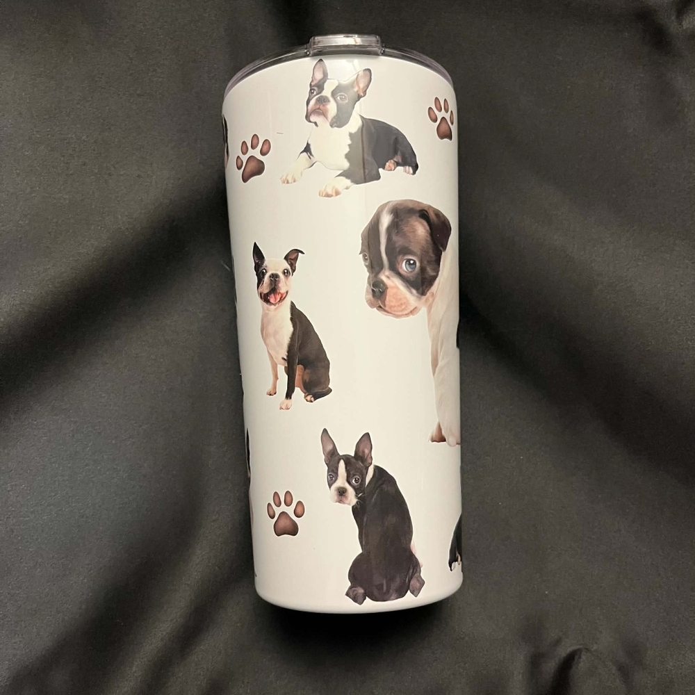 Greenline Goods Boston Terrier Dishwasher Safe Insulated Tumbler With Lid 20 oz